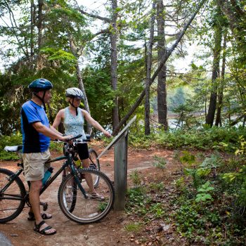 A couple trail biking